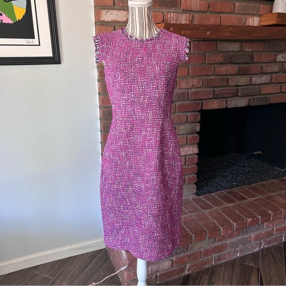 J. Crew Resume Dress in Autumn Tweed Pink Sz 6 - Picture 4 of 13